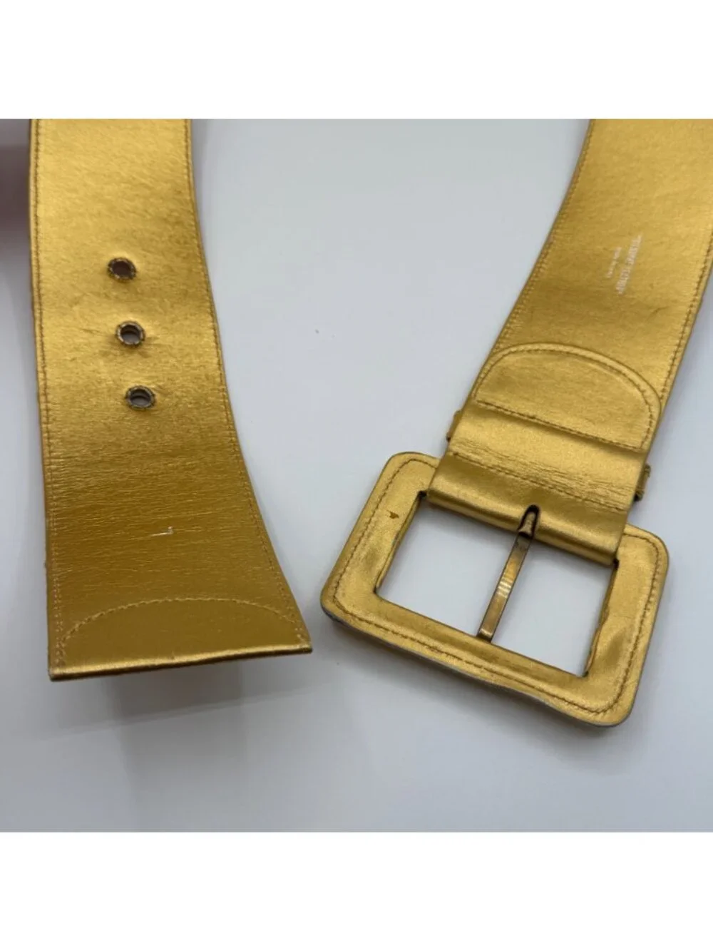 Vintage Paloma Picasso Italy Gold Woven Genuine Leather Wide Belt Size Large